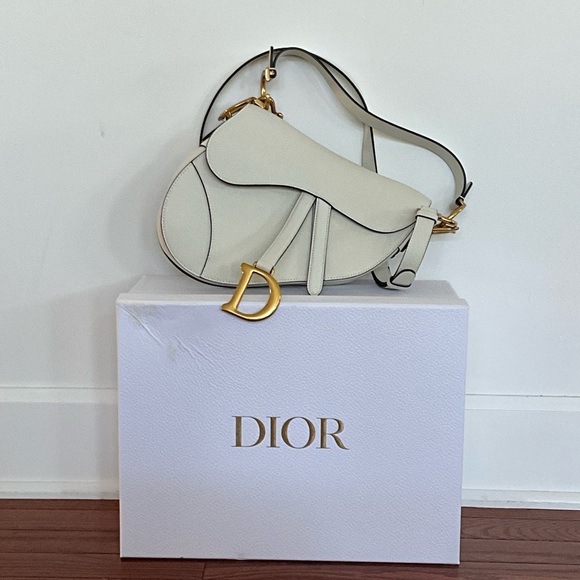 Dior Cream Saddle Bag with Gold Accents - Picture 1 of 6